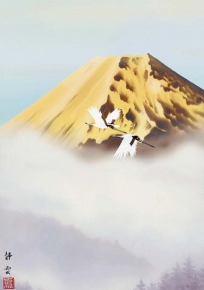■佐藤静雲 掛け軸(尺五) 「輝金富士」