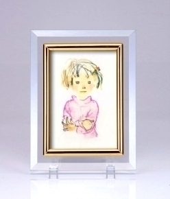 いわさきちひろ クリスタルフォトフレーム  「ピンクのセーターの少女」