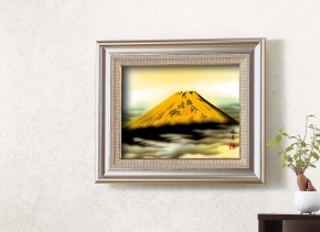 葛谷聖山(梅月)日本画額AS 「金富士」