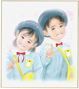 おおた慶文色紙額(小)旅立ちのVサイン