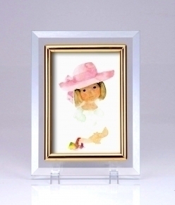 いわさきちひろ クリスタルフォトフレーム  「ピンクの帽子」