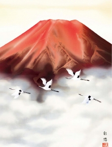 ■宇田川彩悠 掛け軸(尺五) 「赤富士」