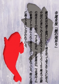 吉岡浩太郎『開運』風水額(大衣)  「夫婦滝のぼり鯉」