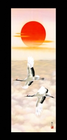 ■鈴村秀山 開運掛軸(尺五) 「旭日飛翔」・桐箱