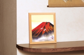 ■伊藤渓山色紙額(小)「赤富士」