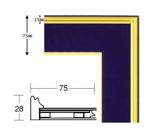 【色紙額】黒金 色紙(マット付き)273×242mm (紺)