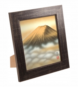 ■葛谷聖山(梅月)色紙額(スタンド付)「金富士」