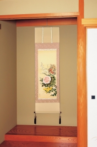 宮内白嶺 掛軸 「四季草花」