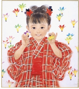 おおた慶文色紙額(小)赤いおべべのお正月