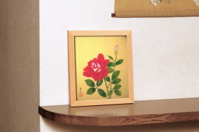 ■葛谷聖山5768色紙額(小)「バラ」