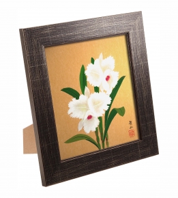 ■葛谷聖山色紙額(スタンド付)「カトレア」