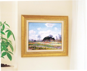 モネ名画額F6金  「花畑」