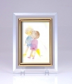 いわさきちひろ クリスタルフォトフレーム  「二人の子ども」
