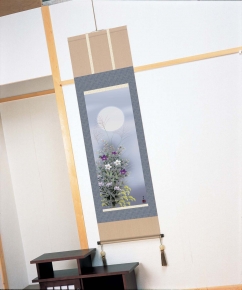 清水玄澄掛軸(尺三) 「月に秋草」