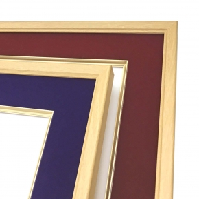 ナラ色木製色紙額(マット付き)273×242mm(エンジ) /【紙額】緞子色紙額・和風色紙額