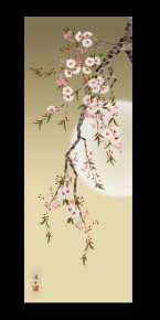 花鳥画(尺五)掛軸・伊藤渓山「夜桜」