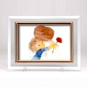 いわさきちひろ クリスタルフォトフレーム  「母と子」