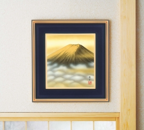 葛谷聖山(梅月)色紙額  「金富士」