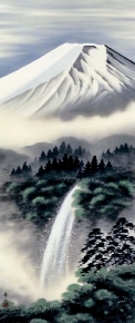 ■掛け軸(尺五) 「霊峰富士山」・鈴村秀山「富士幽谷」