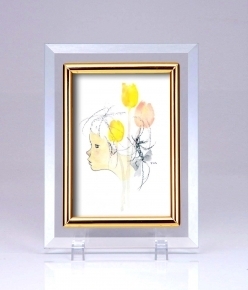 いわさきちひろ クリスタルフォトフレーム  「チューリップと少女」