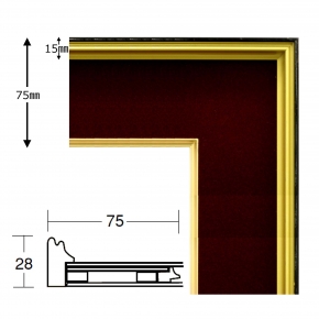 【色紙額】黒金 色紙(マット付き)273×242mm (エンジ)