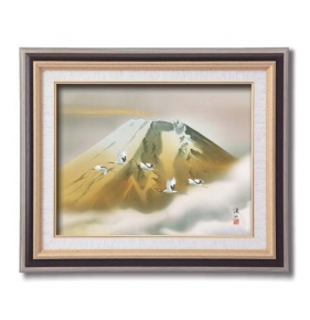 伊藤渓山 日本画額F6(黒)	「金富士」