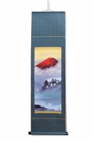鈴村秀山 掛軸(尺幅) 「赤富士飛翔」