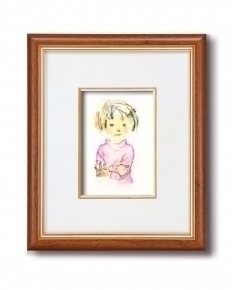 いわさきちひろインチ額  ピンクのセーターの少女