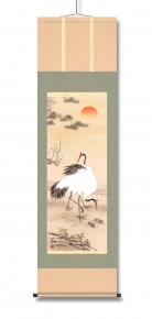 長江桂舟 吉祥掛軸(尺三) 「松竹梅鶴亀」