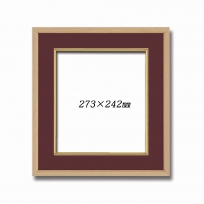 ナラ色木製色紙額(マット付き)273×242mm(エンジ) /【紙額】緞子色紙額・和風色紙額