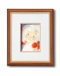 いわさきちひろインチ額  柿を持つ少女